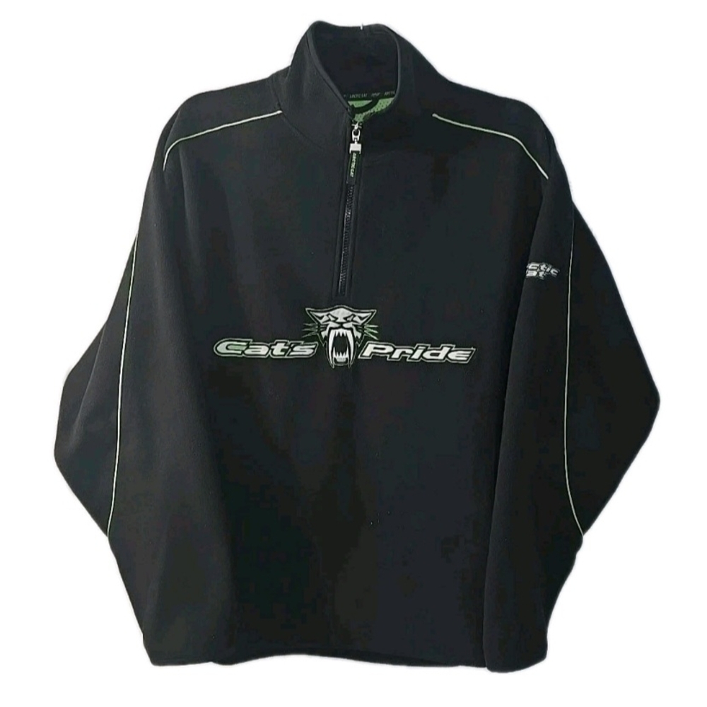 Arcticwear Arctic Cat Men M Cat's Pride‎ Black Neon Green Fleece Half-Zip Jacket